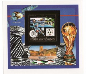Guinea 1990 World Cup football 1500f gold souvenir sheet um