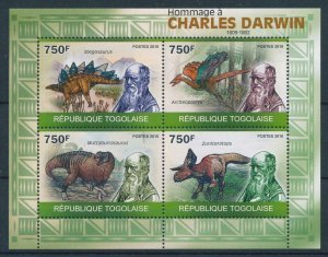 [106200] Togo 2010 Prehistoric animals dinosaurs Darwin Stegosaurus Sheet MNH