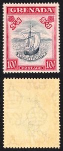 Grenada SG163e 10/- Blue Black and carmine Narrow Perf 14 M/M Cat 50 pounds