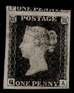 GB QV SG3, SCARCE 1d grey-black PLATE 4, M MINT. Cat £16500. QA 