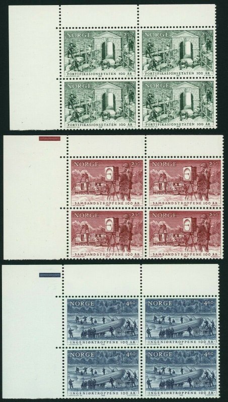 NORWAY #925-927 Corner Blocks Postage Stamp Collection EUROPE 1988 Mint NH OG