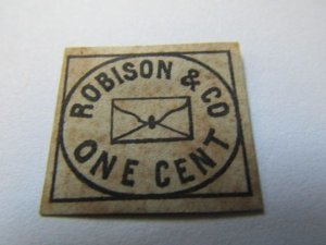 US Local Stamps, Scott #128L?, Robinson & Co. One Cent 1855, MH NG,