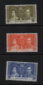 Seychelles 1937 SG57/9 mounted mint set of 3