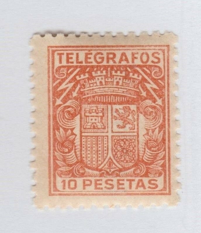 Spain 10p Telegraph MNH Gum Fiscal Revenue stamp - 12-26-