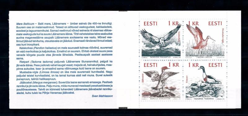 [50125] Estonia 1992 Birds Vögel Oiseaux Ucelli   MNH Booklet