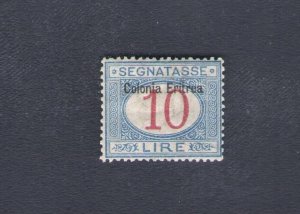 1903 ERITREA, Postage No. 11, Colonia Eritrea above, 10 Lire Blue an