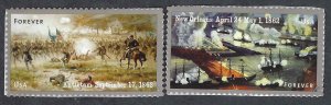 United States #4664-65 Forever (45¢) Civil War 1862 (2012). Two singles. MNH