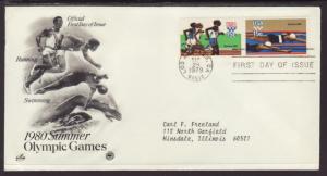 US Running Olympics 1984 PCS Typed FDC BIN