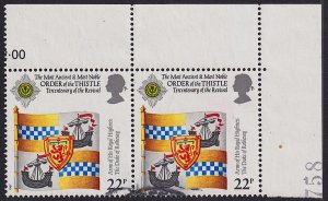 GB - 1987 - Scott #1185 - used corner pair - Heraldry Order of the Thistle