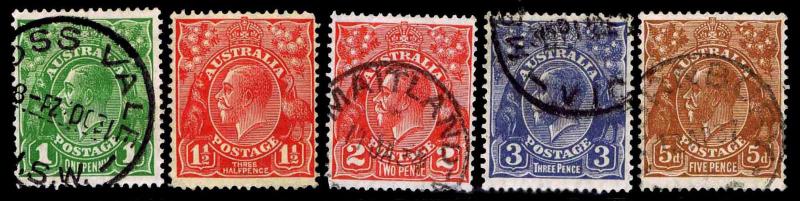 1926-30 AUSTRALIA #67-68 & 71-72 KGV WMK 203 - USED - FINE+ - CV$25.85 (E#2242)