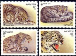 Snow Leopard, Panthera Uncia, Kyrgyzstan SC#29-32 MNH set