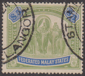 FEDERATED STATES 1908 USED $5 SG50 CAT 