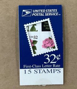 BK 178A  32 cent Pink Rose Booklet  MNH Complete Booklet of 15  2492b  1990