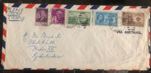 1950 New York USA Colorful Airmail Cover To Prague Czechoslovakia