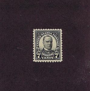 SC# 559 UNUSED ORIG GUM MINT NEVER HINGED 7 CENT MCKINLEY, 1923, PSAG CERT, XF