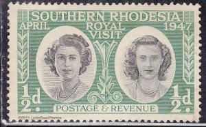 Southern Rhodesia 65 USED 1947 Royal Visit Tour