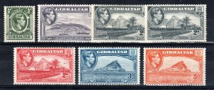 Gibraltar 1938-51 values to 3d SG 121, 123b, 124, 124a, 124c, 1 25b MLH