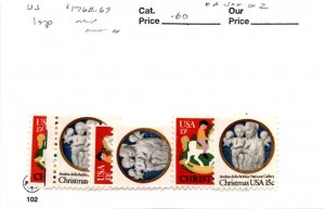 United States Postage Stamp, #1768-1769 (3 Ea) Mint NH, 1978 Christmas (AC)
