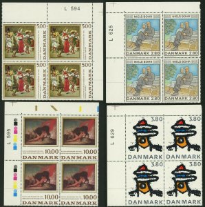 DENMARK #767-768 #785 #788 Postage Stamp Corner Block Collection EUROPE Mint NH