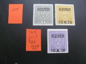 AUSTRIA 1918 USED SC C1-3 Y SET   XF $60 (205)