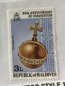 Maldive islands 1978 Scott 745 used - 3 l,  25th Anniv. Of coronation, Orb