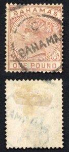 Bahamas SG57 QV One Pound Venetian Red CDS used Cat 250 pounds