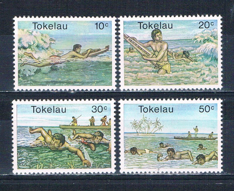 Tokelau 73-76 MNH set Canoe racing 1980 (HV0279)