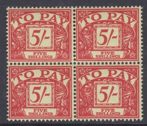 Sg D66wi 5/- QE II Multi Crowns Postage Due Wmk Inverted blck 4 UNMOUNTED MINT