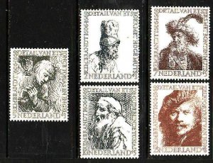 Netherlands-Sc#B291-5- id7-unused hinged semi-postal set-Rembrandt etchings-1956