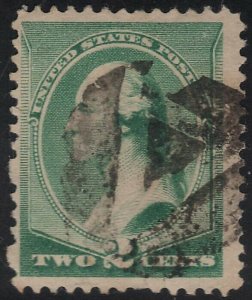 US Scott # 213 2c Washington Fancy Cancel Negative Triangle