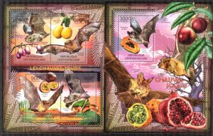 Central African Republic 2012 Bats Sheet + S/S MNH