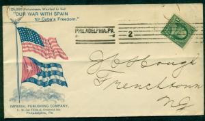 1898, Spanish American War Patriotic cover, 2 diff flags, “Our War with Spain