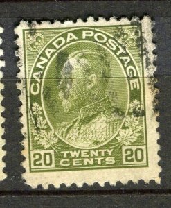 CANADA; 1911 early GV issue fine used Shade of 20c. value