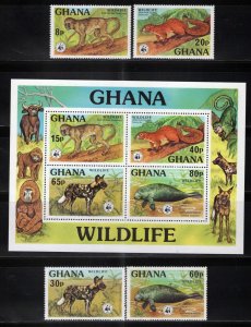 ZAYIX Ghana 621-625 MNH Wildlife Protection Animals Manatee Wild Dog 121022SM90