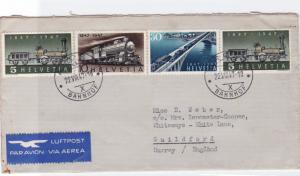 switzerland 1947 to england railway  stamps cover ref r15286