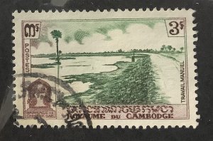 Cambodia 1960 Scott 83 used - 3r, Five Year Plan, Dam, water conservation