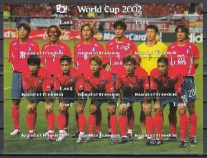 Isle of Freedom, 2002 Cinderella issue. World Cup Soccer sheet. ^