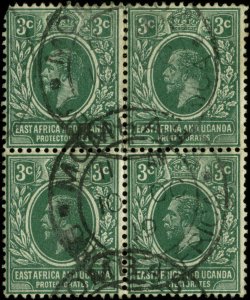 East Africa & Uganda Protectorates Scott #41 SG #45 Block of 4 Used