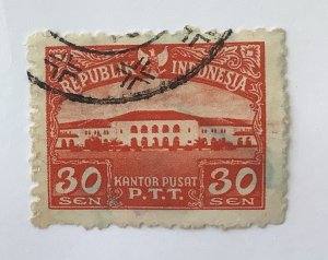 Indonesia 1953 Scott 377 used - 30s, Bandung Post Office