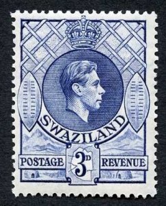 Swaziland SG32a KGVI 3d Deep Blue Wmk Mult Script CA Perf 13.5x13 M/M