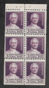 Canal Zone Scott #117a Mint NH 3c  Pane of 6  2018 CV $20.00