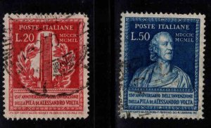 Italy Scott 526-527 Used 1949 Volta  stamp set CV $39.50