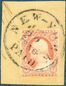 #11 F-VF USED ON PIECE W/ PAID 1856 YEAR DATE NY CANCEL BP1996