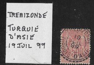 France Sc #101  50c deep rose used in 1899 with Trerizonde (Turkey)  CDS  VF