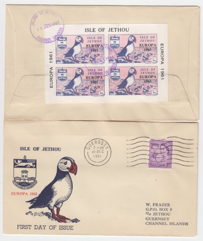 Guernsey  Jethou 1961 Europa Miniature Sheet FDC