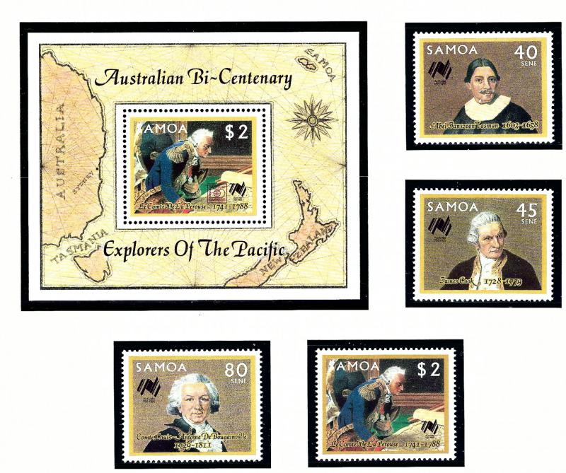 Samoa 701-04a MNH 1987 Explorers of the Pacific