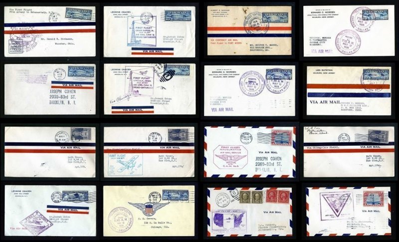 Lot of 16 different First Flight covers dated 1926 to 1929