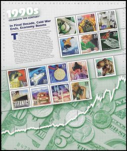 PCBstamps   US #3191 Sheet $4.80(15x32c)Celebrate The Century 90, (3)
