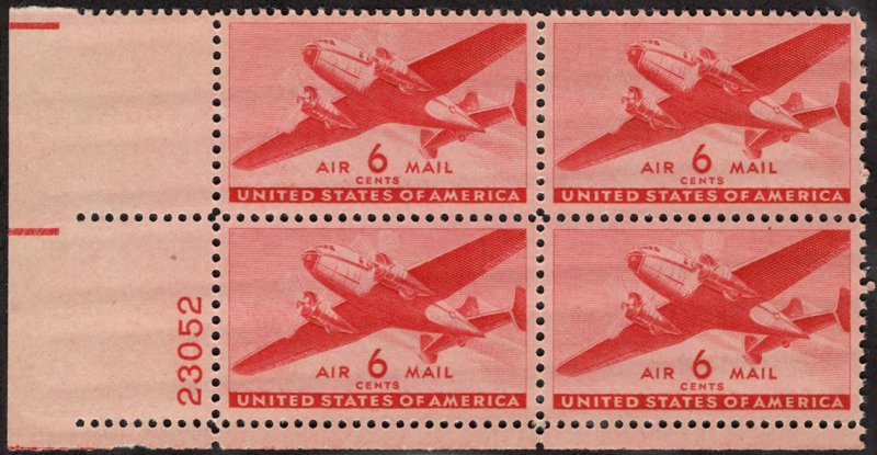 MALACK C25 F-VF+ OG NH, plate block, vivid color! St..MORE.. pb4443