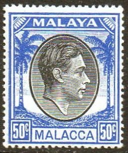 Malacca 1949 50c black and blue MH